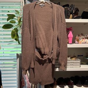 Blue Blush Chocolate Brown Women's Cardigan Set